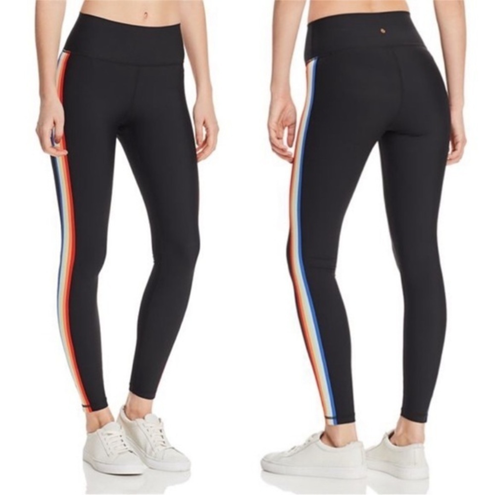 SPIRITUAL GANGSTER BLACK RAINBOW SPARKLE SHIMMER ZIPPER HIGH RISE LEGGING PANTS
